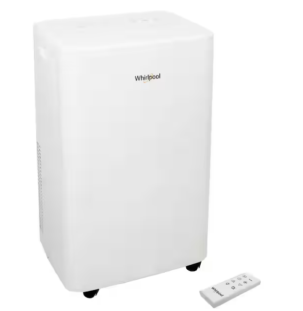 Whirlpool 14,000 BTU Portable Air Conditioner w/Heater and Dehumidifier, 115V, AC for Rooms up to 700 Sq. Ft. w/Remote, White