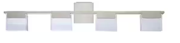 HDC VICINO 30 in. W x 5.71 in. H 4-Light Matte Nickel Integrated LED Bathroom Vanity Light with Frosted Rectangular Shades