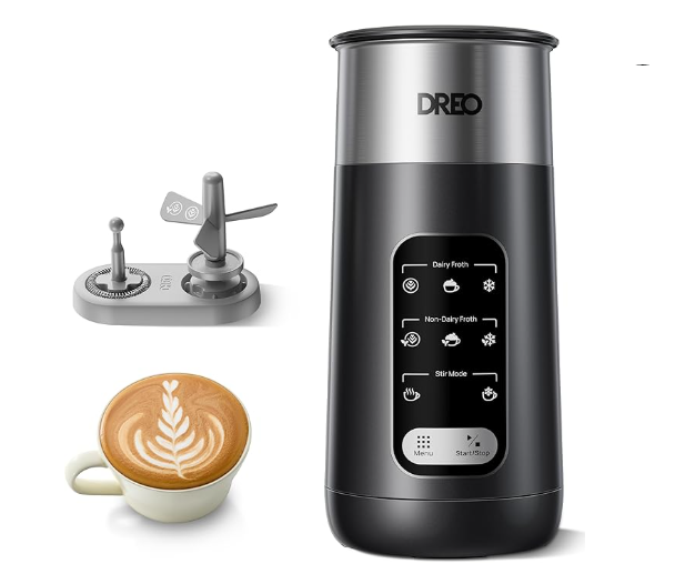 Dreo BaristaMaker Air Milk Frother, 8-in-1 Electric Frother for Latte Art Coffee, 9oz/270ml