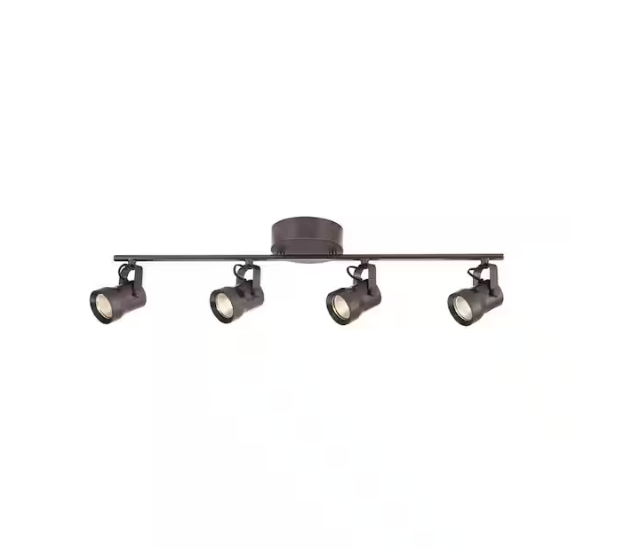 Hampton Bay Mountainbrook 2 ft. 4-Light Bronze Integrated LED Fixed Track Lighting Kit with Metal Shade