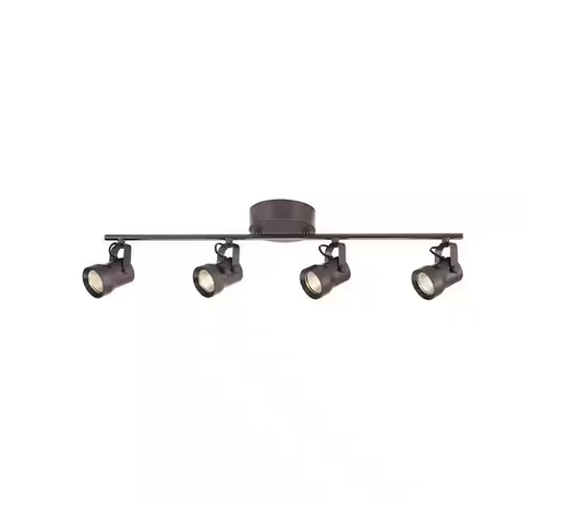 Hampton Bay Mountainbrook 2 ft. 4-Light Bronze Integrated LED Fixed Track Lighting Kit with Metal Shade