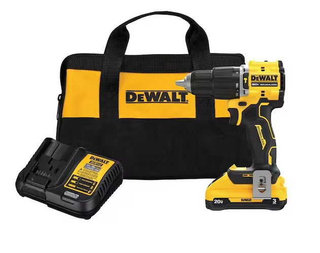 Dewalt ATOMIC 20-Volt Lithium-Ion Cordless 1/2 in. Compact Hammer Drill with 3.0Ah Battery, Charger and Bag