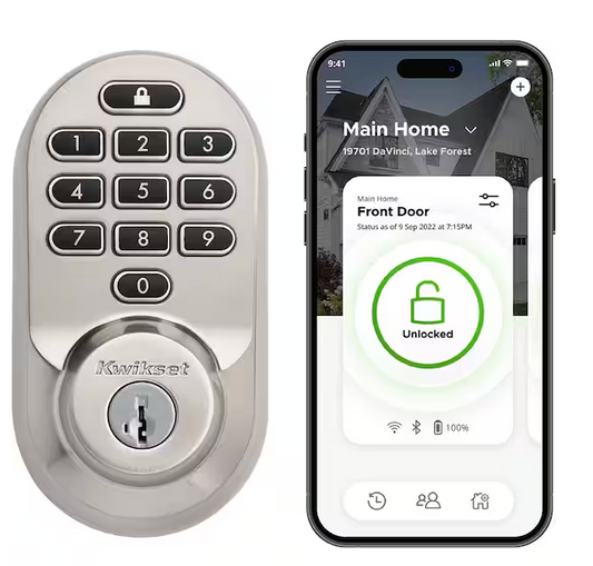 Kwikset HALO Satin Nickel Keypad WiFi Electronic Single-Cylinder Smart Lock Deadbolt featuring SmartKey Security