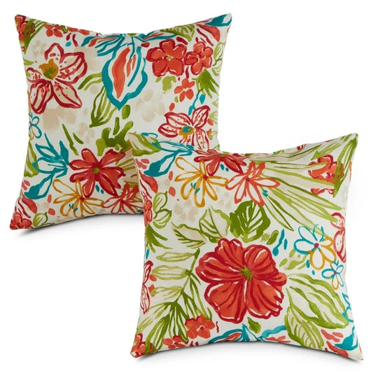 Greendale Home Fashions Breeze Floral Square Outdoor Throw Pillow (2-Pack)