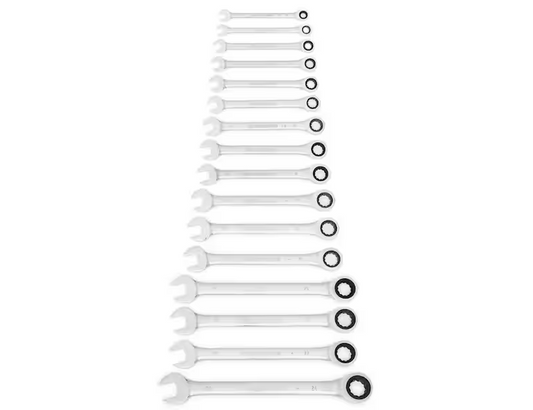 Metric 72-Tooth Combination Ratcheting Wrench Tool Set (16-Piece)