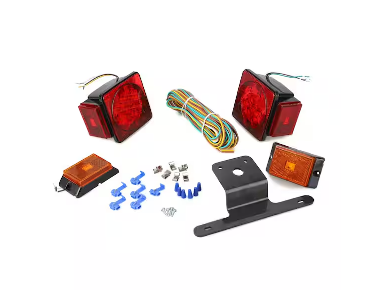 22 ft. Cable LED Submersible Red Trailer Light Kit with 2 LED Amber Side Marker Lights