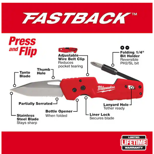 FASTBACK 5- in-1 Folding Knife with 3 in. Blade