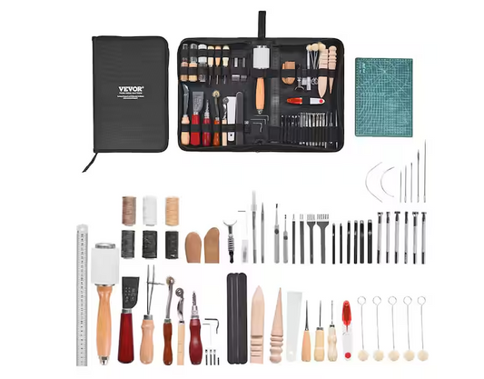 Leather Working Tools Kit, 59 PCS with Portable Canvas Storage Bag