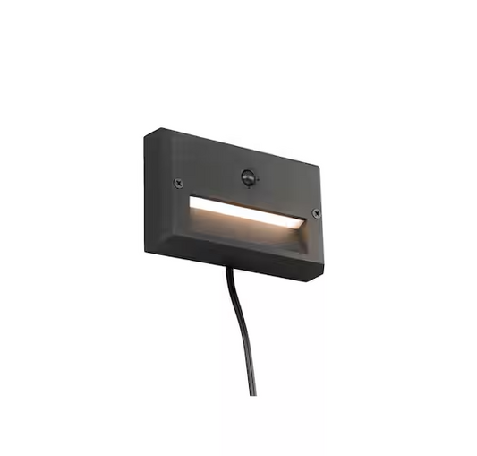 78 Lumen Low Voltage Hardwired Black Motion Sensing Integrated LED Outdoor Stair Light with Frosted Acrylic Lens