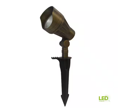 400 Lumen Low Voltage Brass Hardwired Integrated LED 2700K Warm White Outdoor Landscape Flood Light