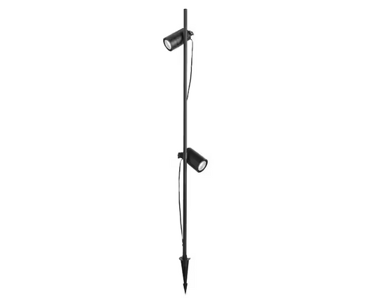480 Lumen Low Voltage Black Integrated LED Outdoor Spotlight with 2 Adjustable Spotlights on a 28-42 in. Pole (1-Pack)