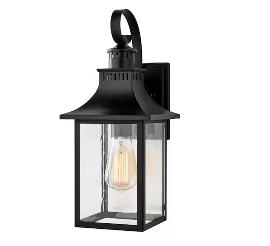 Edgehill 16.25 in. 1-Light Matte Black Hardwired Outdoor Wall Light