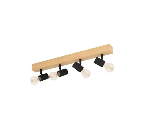 Kingswood 24.80 in. Wood/Black Incandescent Track Lighting Kit