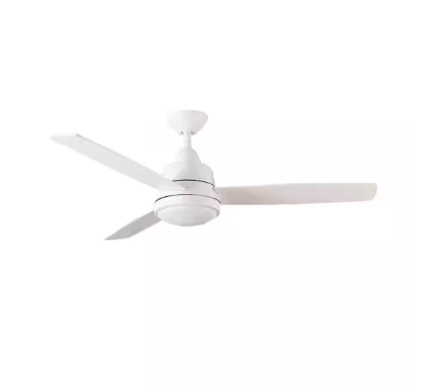 Caprice 52 in. Integrated LED Indoor Matte White Ceiling Fan with Light Kit and Remote Control