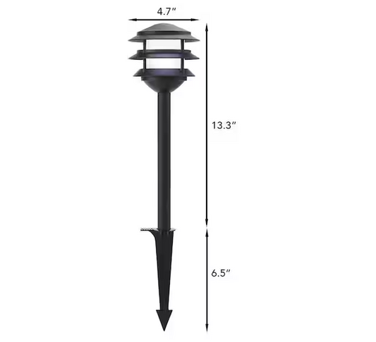 Lauderdale 70 Lumen Low Voltage Matte Black Color Changing LED 3-Tier Outdoor Landscape Path Light Powered by Hubspace