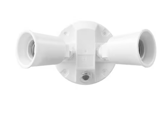PAR White Dusk-to-Dawn Activated Wired Outdoor 2-Head Security Flood Light
