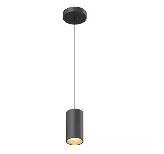 Alton 15-Watt 1 Light Black & Wood Modern 5 CCT Integrated LED Mini Pendant Light Fixture for Kitchen Island