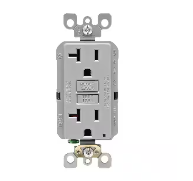 20 Amp Self-Test SmartlockPro Slim Duplex GFCI Outlet, Gray GFNT2-KGY