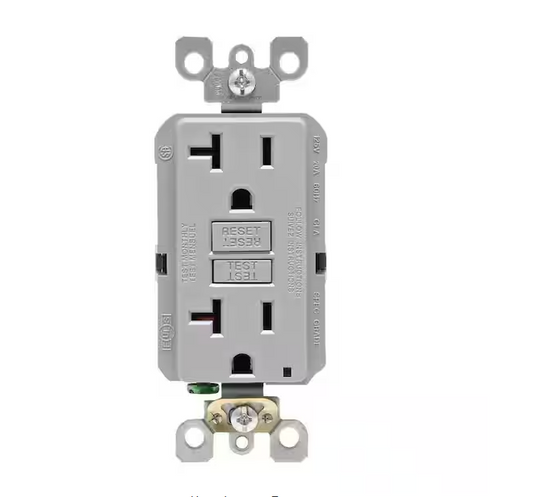 20 Amp Self-Test SmartlockPro Slim Duplex GFCI Outlet, Gray GFNT2-KGY
