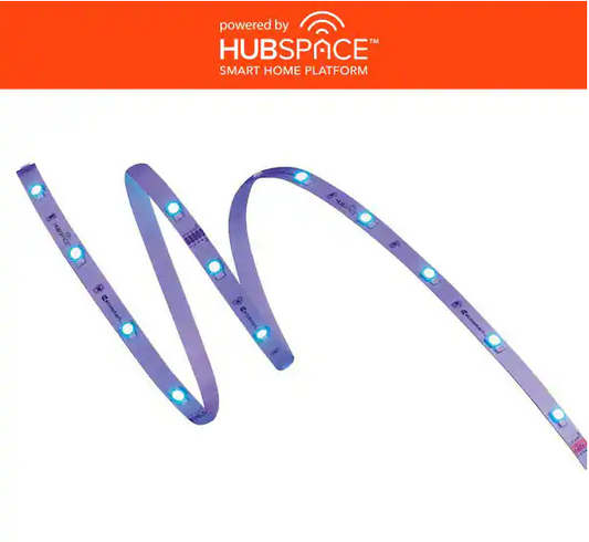 16.4 ft. Smart RGBW Color Changing Dimmable Plug-In LED Strip Light Powered by Hubspace