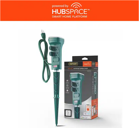 Smart Outdoor 4 ft. 6-Outlet Power Stake Timer Powered by Hubspace