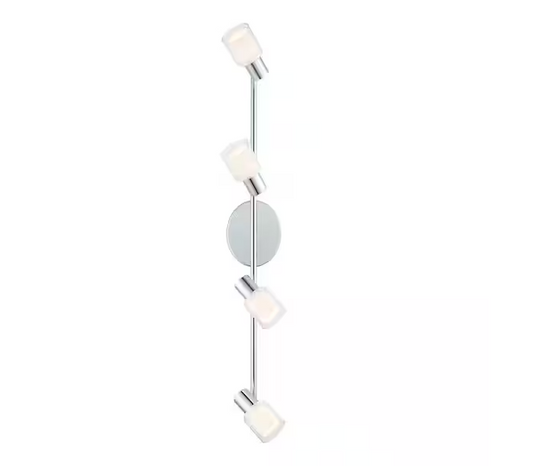 Salti 2 ft. Chrome Integrated LED Track Lighting Kit with Frosted/Clear Glass Shades