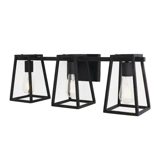 Hazel Heights 24 in. 3-Light Black Rustic Farmhouse Bathroom Vanity Light
