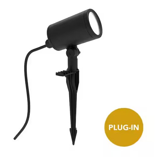250 Lumen Black Plug-in Integrated LED Outdoor Spotlight with Timer and 10 ft. Power Cable