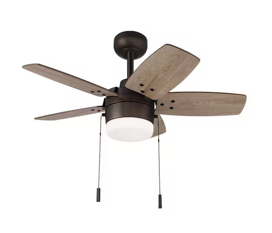 Waterly 32 in. Indoor in Plated Bronze Ceiling Fan with Integrated LED
