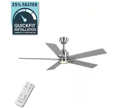 Zandra 52 in. White Changing Integrated LED Indoor Brushed Nickel Ceiling Fan w/Light Kit and Remote Powered by Hubspace