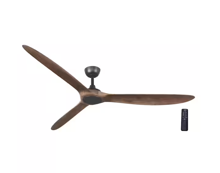 Tager 72 in. Smart Indoor/Outdoor Matte Black with Whiskey Barrel Blades Ceiling Fan with Remote Powered by Hubspace