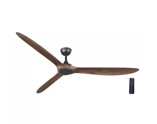 Tager 72 in. Smart Indoor/Outdoor Matte Black with Whiskey Barrel Blades Ceiling Fan with Remote Powered by Hubspace