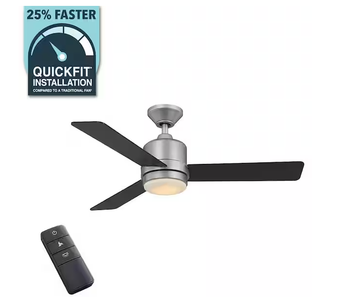 Castlegate 44 in. Integrated LED Indoor Silver Ceiling Fan with 3 Reversible Blades, Light Kit and Remote Control