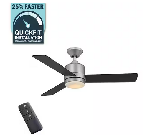 Castlegate 44 in. Integrated LED Indoor Silver Ceiling Fan with 3 Reversible Blades, Light Kit and Remote Control