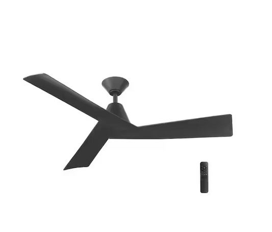 Easton 52 in. Indoor/Outdoor Matte Black with Matte Black Blades Ceiling Fan with Remote Included