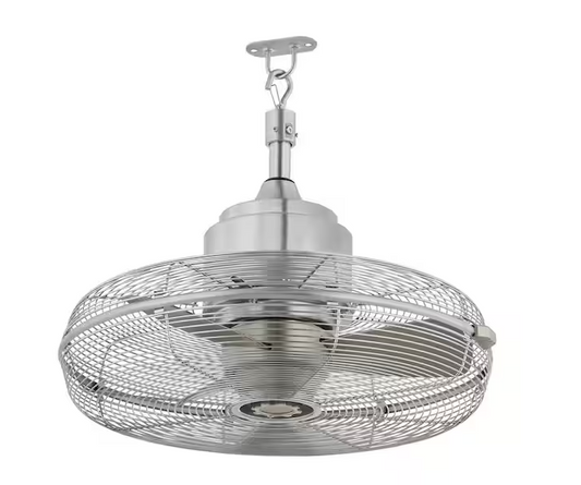 Conyer 18 in. Indoor/Wet Outdoor 3-Speed Anywhere Fan Silver with Convenient Hanging Hook