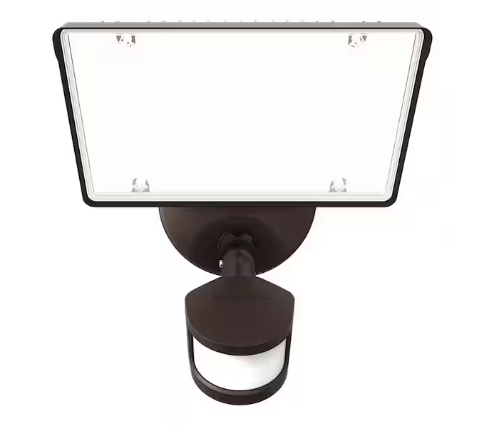TGS Bronze, Motion Sensor, Outdoor Integrated LED Flood Light with Square Single Head, 4000K, 5800 Lumens