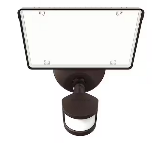 TGS Bronze, Motion Sensor, Outdoor Integrated LED Flood Light with Square Single Head, 4000K, 5800 Lumens
