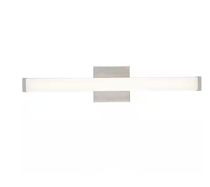 Miles 24 in. Integrated LED Brushed Nickel Bathroom Vanity Light Fixture with Rectangular Acrylic Shade and 5CCT