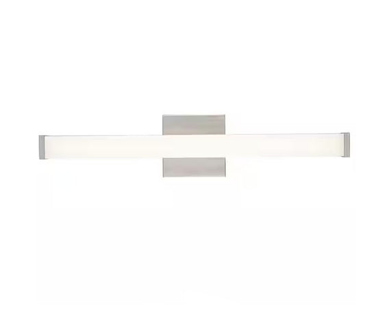 Miles 24 in. Integrated LED Brushed Nickel Bathroom Vanity Light Fixture with Rectangular Acrylic Shade and 5CCT