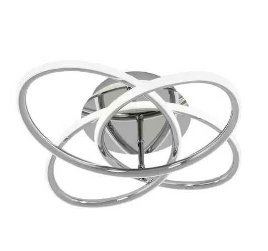 Swirl Butterfly 16 in. 1-Light Modern Chrome Integrated LED Flush Mount Ceiling Light Fixture for Kitchen or Bedroom