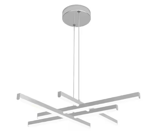Grid 30-Watt 1 Light Chrome Modern 5 CCT Integrated LED Pendant Light Fixture for Dining Room or Kitchen