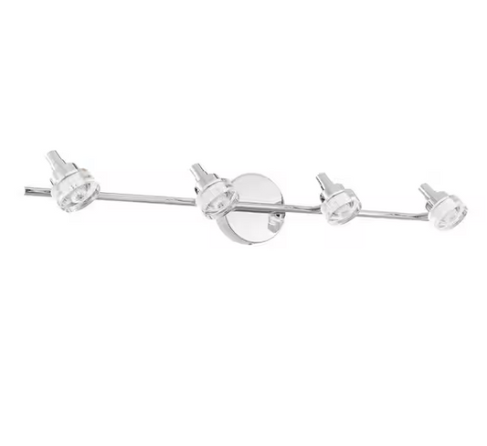 Glaciole 2.5 ft. 4-Light Chrome Integrated LED Fixed Track Lighting Kit with Clear Plastic Shades