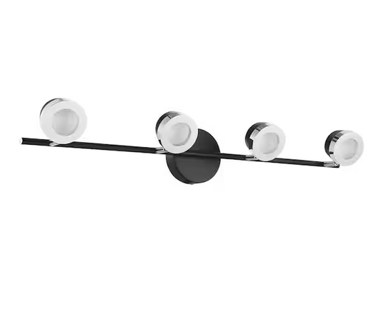Mingo 30.12 in. Black/Chrome LED Track Lighting Kit with Black/Chrome Metal Shades