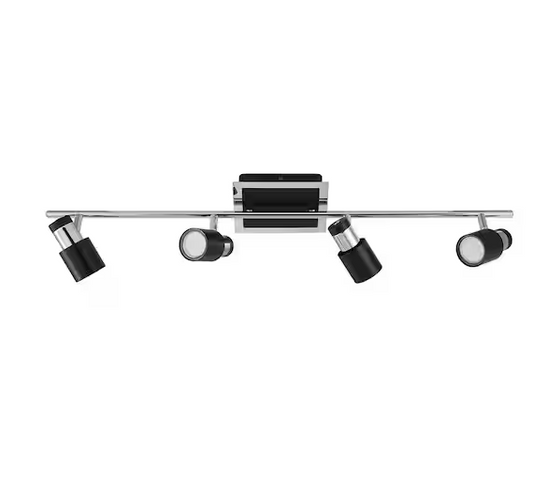 Davida-2 3 ft. Matte Black/Chrome Fixed Track Lighting Kit