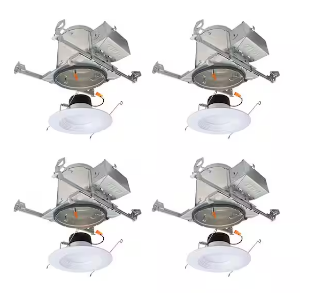 LT 6 in. Adjustable CCT Canless IC Rated Dimmable Indoor, Outdoor Integrated LED Recessed Light Kit (4-Pack)