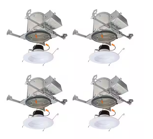 LT 6 in. Adjustable CCT Canless IC Rated Dimmable Indoor, Outdoor Integrated LED Recessed Light Kit (4-Pack)