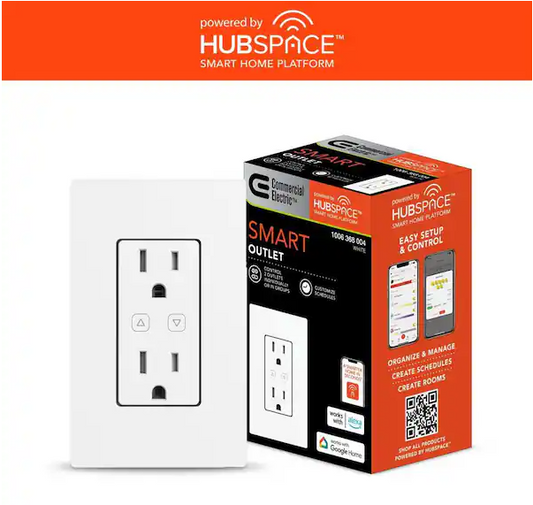 Smart 15 Amp 120-Volt Tamper Resistant White Duplex Outlet Powered by Hubspace (1-pack)