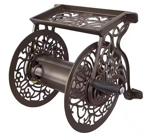 125 ft. Aluminum Decorative Garden Hose Wall Mounted Reel