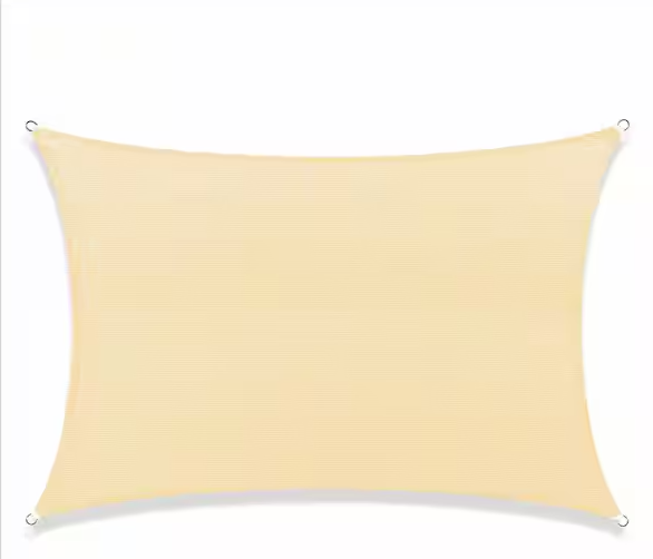 14 ft. x 16 ft. 190 GSM Beige Rectangle Sun Shade Sail Screen Canopy,